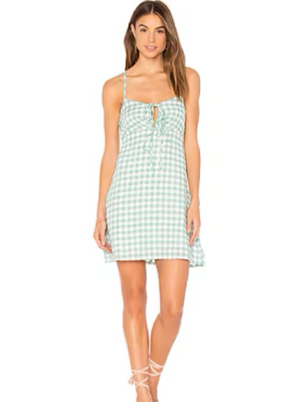 MINIPINK sage gingham dress